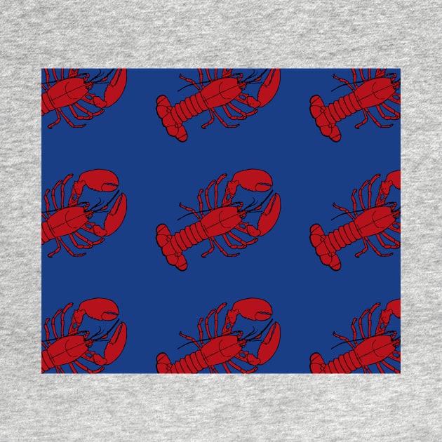 Red Lobsters on Blue Background Lobster Sea Life Animal Social Distancing FaceMask by gillys